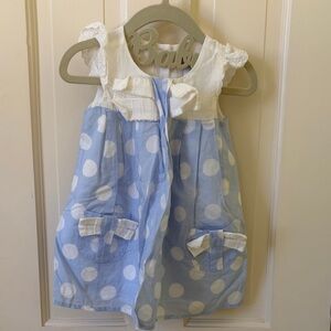 Charming Blue and White Polka Dot Kids Dress